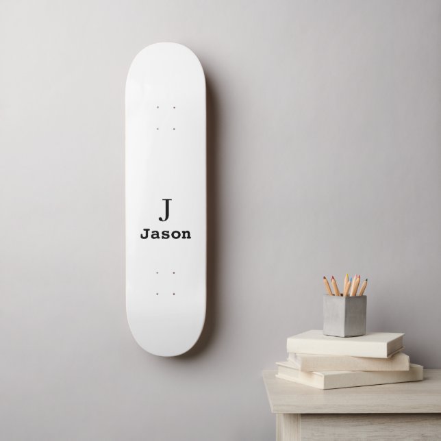 Skateboard Elegante Monograma Nombre inicial personalizado (Arte de la pared)