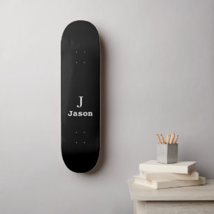 Skateboard Elegante Monograma Nombre inicial Personalizado Ne