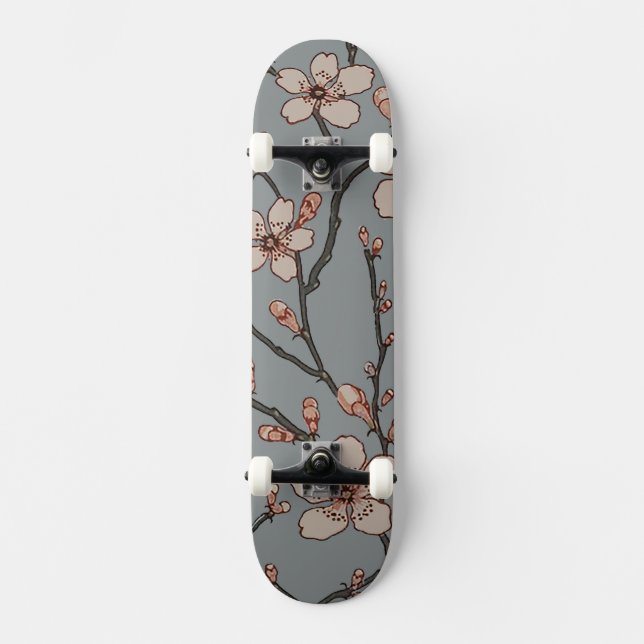 Skateboard Elegante patrón de cereza de flor rosa dulce (Anverso)
