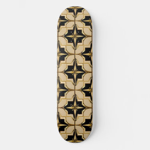 Skateboard Elegante patrón geométrico dorado y negro