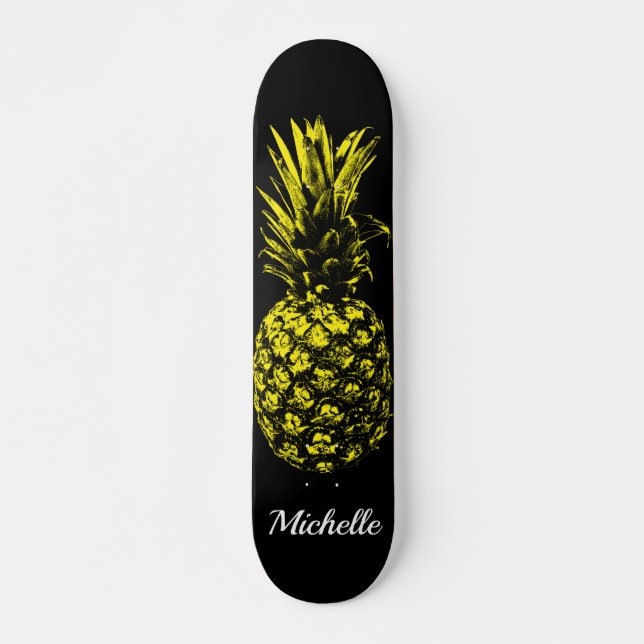 Skateboard Elegante Personalizado de piña amarilla (Anverso )