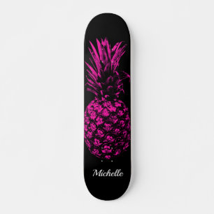 Skateboard Elegante Personalizado de piña rosa tropical