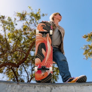 Skateboard Elegante pez koi acuarela japonesa