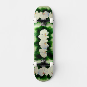 Skateboard Elegante pintura tropical de orquídea en acuarela 