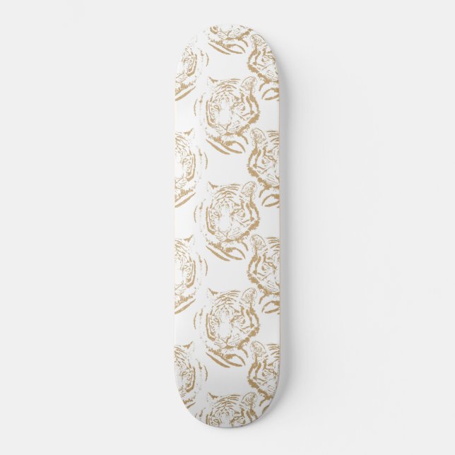 Skateboard Elegante Purpurina de oro Tigre Imprimir Diseño Bl (Anverso)