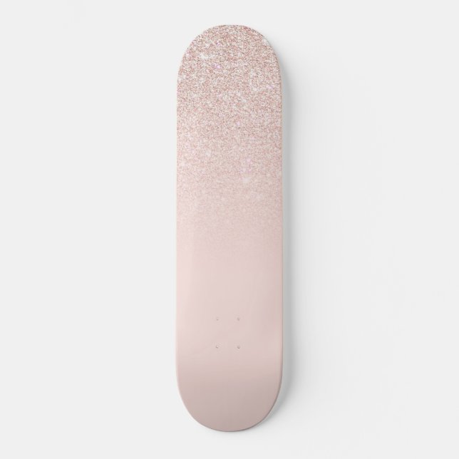 Skateboard Elegante Rosa  Oro Purpurina Rosa Ombre (Anverso)