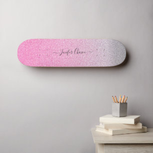 Skateboard Elegante ROSA Purpurina GOLD Custom Name Skateboar