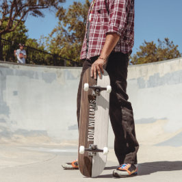 Skateboard Elegante textura de madera marrón Monograma de est
