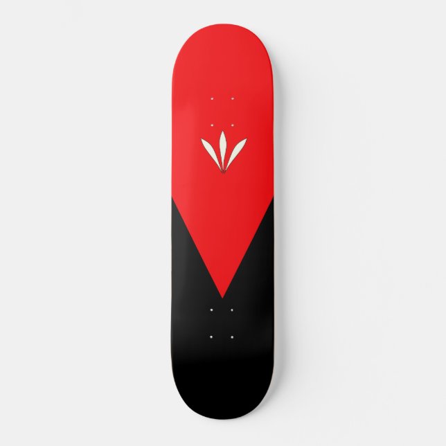 Skateboard Elegante triángulo negro y rojo (Anverso)