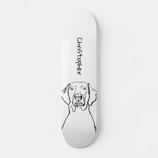 Skateboard Elegante Weimaraner: Tu texto, tu estilo (Anverso)