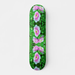 Skateboard Elegantes flores de peón rosado con centro amarill