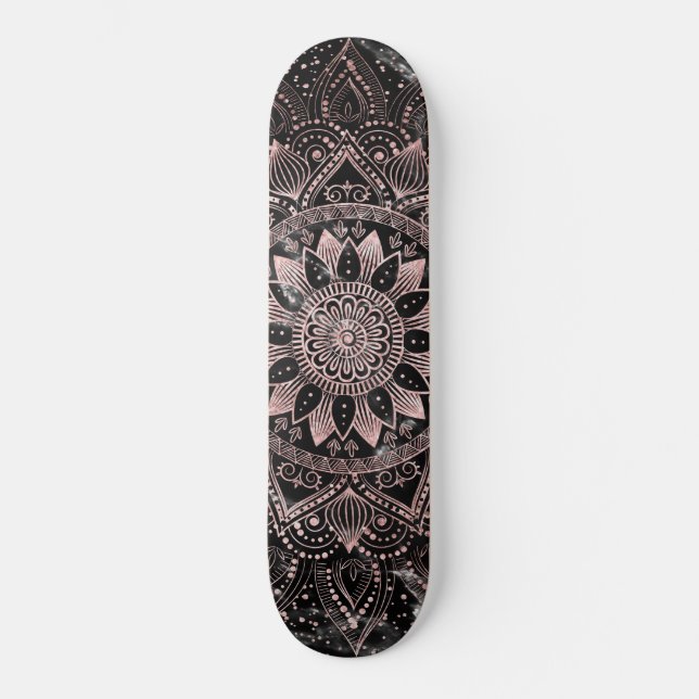 Skateboard Elegantes puntos de oro Rosa Mandala Marble (Anverso)
