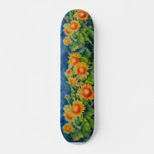 Skateboard Elegantes rollos de girasol acuarelas