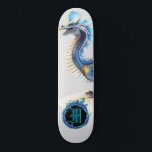 Skateboard *~* Elemento AP88 Dragón metálico elemental<br><div class="desc">(Código de búsqueda AP88 para encontrar elementos similares ) Transferir fácilmente a otros productos Zazzle. Elemento elemental DRAGON con ANILLO de FUEGO / LLAMAS / LLAMA y MONOGRAMA INICIAL para su nombre - Mantener o editar o borrar el texto. Este Fierce Popular trending skateboard estilo chino personalizado pro Element Dragon...</div>