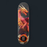 Skateboard *~* Elemento AP88 Fuego de feriado de dragón eleme<br><div class="desc">(Código de búsqueda AP88 para encontrar elementos similares ) Transferir fácilmente a otros productos Zazzle. Elemento elemental DRAGON con ANILLO de FUEGO / LLAMAS / LLAMA y MONOGRAMA INICIAL para su nombre - Mantener o editar o borrar el texto. Este Fierce Popular trending skateboard estilo chino personalizado pro Element Dragon...</div>