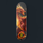 Skateboard *~* Elemento AP88 Fuerte Dragón Elemental de Fuego<br><div class="desc">(Código de búsqueda AP88 para encontrar elementos similares ) Transferir fácilmente a otros productos Zazzle. Elemento elemental DRAGON con ANILLO de FUEGO / LLAMAS / LLAMA y MONOGRAMA INICIAL para su nombre - Mantener o editar o borrar el texto. Este Fierce Popular trending skateboard estilo chino personalizado pro Element Dragon...</div>