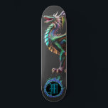 Skateboard *~* Elemento azul AP88 Fierce del dragón elemental<br><div class="desc">(Código de búsqueda AP88 para encontrar elementos similares ) Transferir fácilmente a otros productos Zazzle. Elemento elemental DRAGON con ANILLO de FUEGO / LLAMAS / LLAMA y MONOGRAMA INICIAL para su nombre - Mantener o editar o borrar el texto. Este Fierce Popular trending skateboard estilo chino personalizado pro Element Dragon...</div>