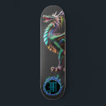 Skateboard *~* Elemento azul AP88 Fierce del dragón elemental<br><div class="desc">(Código de búsqueda AP88 para encontrar elementos similares ) Transferir fácilmente a otros productos Zazzle. Elemento elemental DRAGON con ANILLO de FUEGO / LLAMAS / LLAMA y MONOGRAMA INICIAL para su nombre - Mantener o editar o borrar el texto. Este Fierce Popular trending skateboard estilo chino personalizado pro Element Dragon...</div>