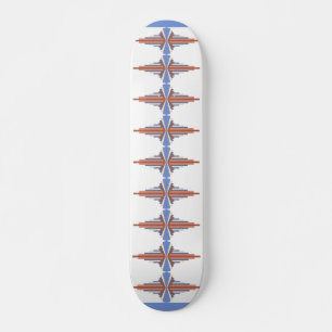 Skateboard Elementos Art Decó en oro y azul rosa