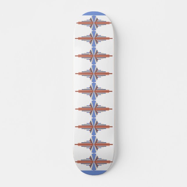 Skateboard Elementos Art Decó en oro y azul rosa (Anverso )