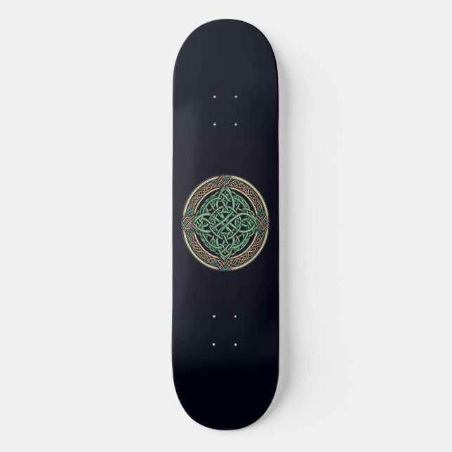 Skateboard Emblema verde de nudo celta (Anverso)
