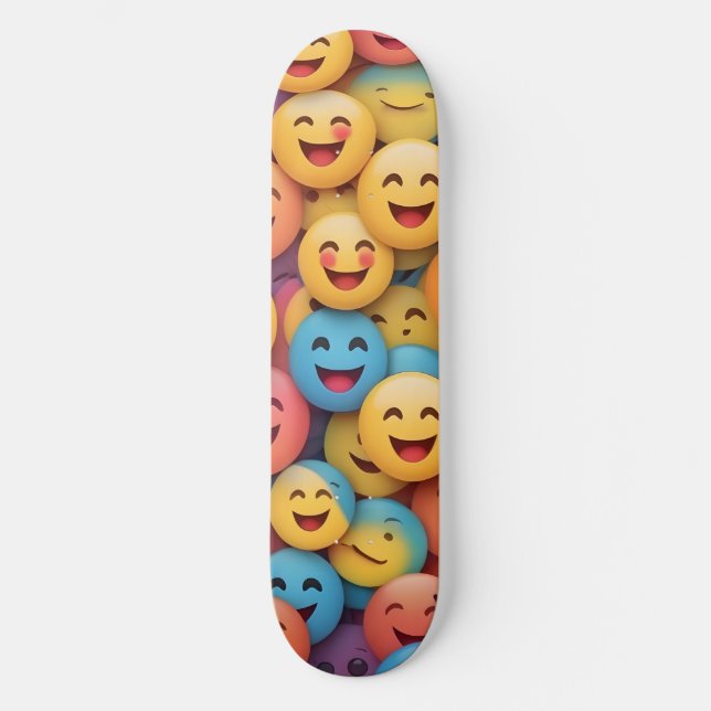 Skateboard Emoji de sonrisa colorida (Anverso)
