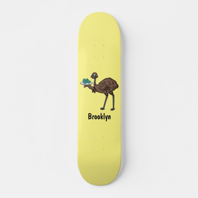 Skateboard Emu con ilustracion personalizado de huevos (Anverso )