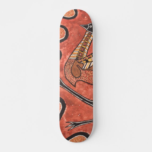 Skateboard Emu - Pintura de arte inspirada en los aborígenes (Anverso )
