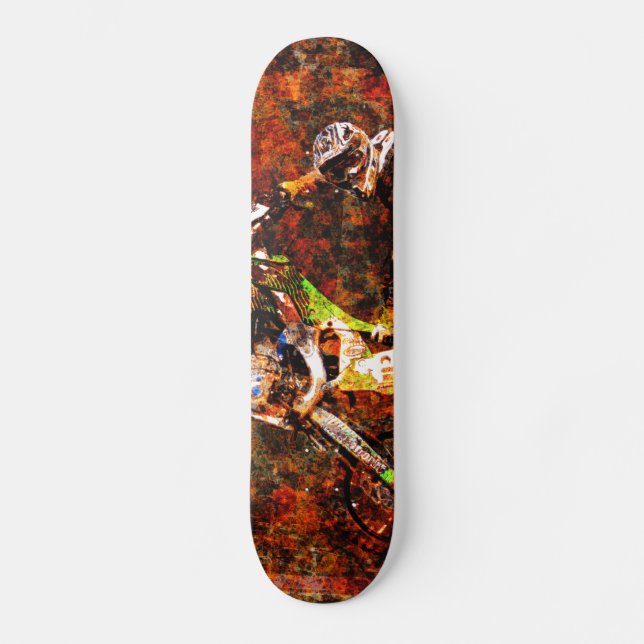 Skateboard "En llamas" Motocross Rider estilo libre (Anverso)