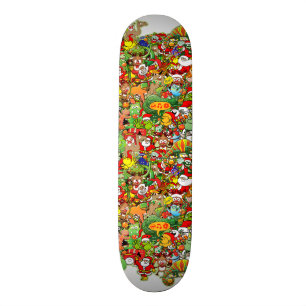 Skateboard En navidad derrita en la muchedumbre y goce de él