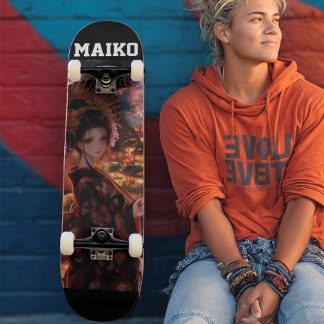 Skateboard Enchanting Maiko: Mystic Japanese Nights