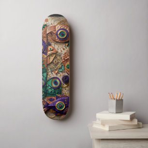 Skateboard Enjambre de peces con ojos místicos - Esmeralda 3D