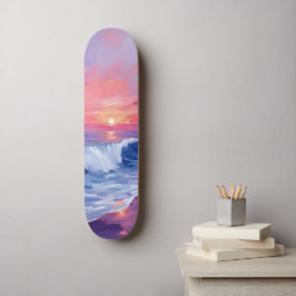 Skateboard Ensenada de Algodón de Azúcar | Acuarela de Océano