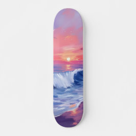 Skateboard Ensenada de Algodón de Azúcar | Acuarela de Océano