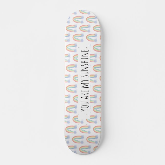 Skateboard Eres mi arcoiris pintado con una acuarela brillant (Anverso )