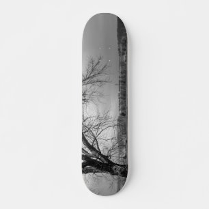 Skateboard Escala de grises del árbol de invierno antiguo