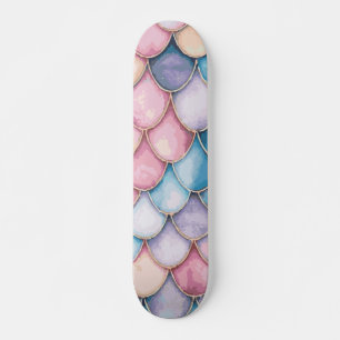 Skateboard Escala de Sirena Rosa, Azul, Naranja y Púrpura