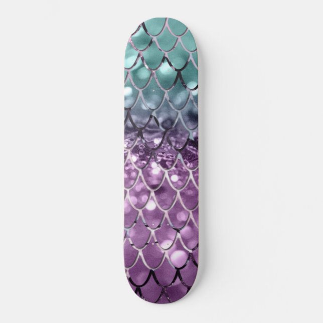 Skateboard Escala de sirenas en el Purpurina Aqua Purple MERM (Anverso)