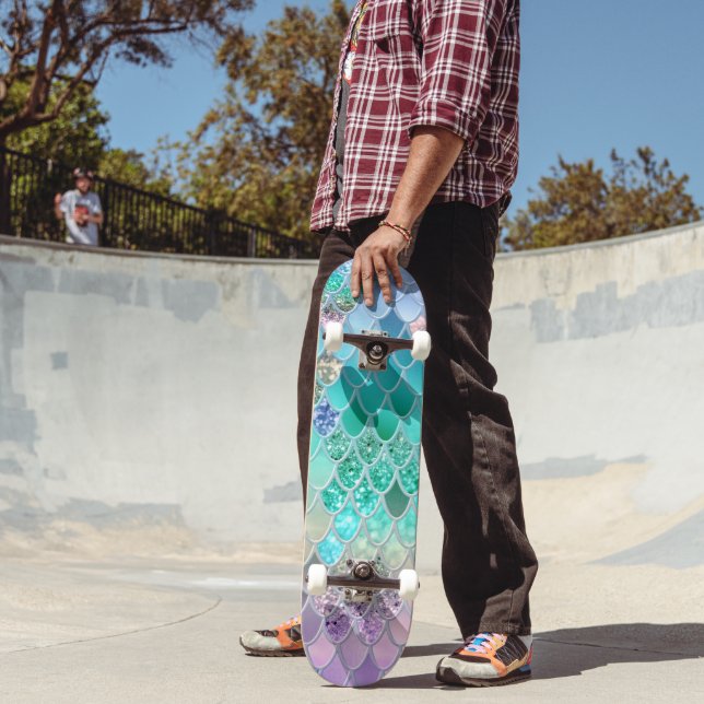 Skateboard Escalas de Purpurina de sirena de verano #8 (Purpu (Exterior 2)