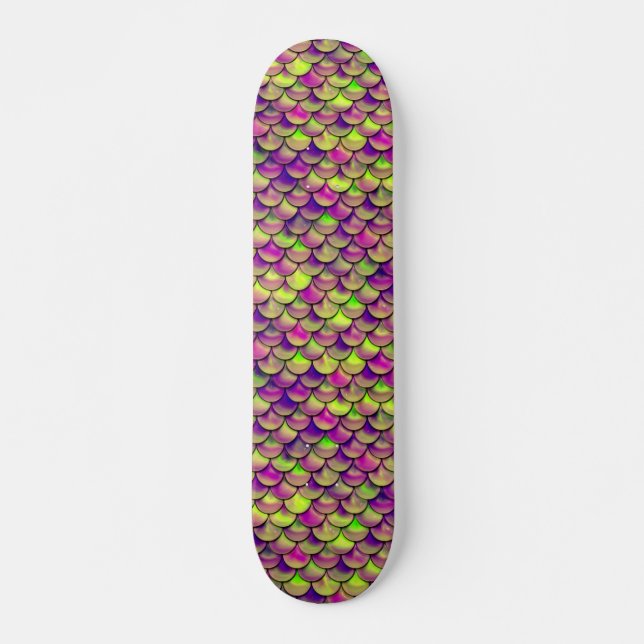 Skateboard Escalas moradas y verdes (Anverso )