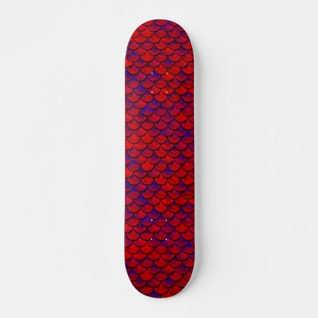Skateboard Escalas rojas y púrpura caídas (Anverso )