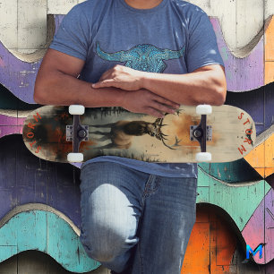 Skateboard Escalera majestuosa en la niebla de los bosques, á