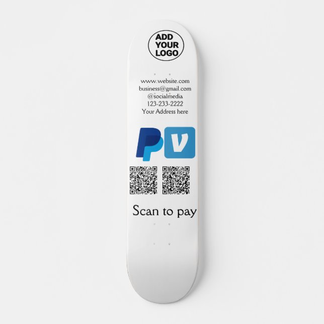 Skateboard Escaneo de pypal de Venmo para pagar añadir texto  (Anverso )