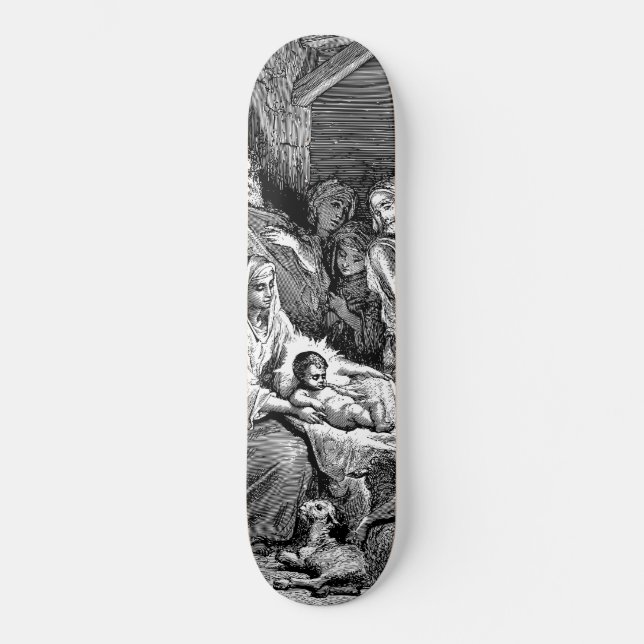 Skateboard Escena de la Natividad de Navidades ilustrados (Anverso)