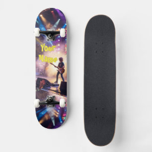 Skateboard Escenario de estrella de rock iluminado destrozand
