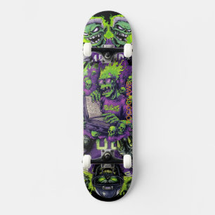 Skateboard Escolástico Zombie Verde & Monstruo de Terror Skat