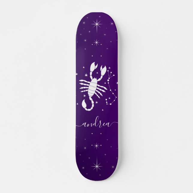 Skateboard Escorpio Rótulo Zodiaco Astrología Horóscopo Púrpu (Anverso )