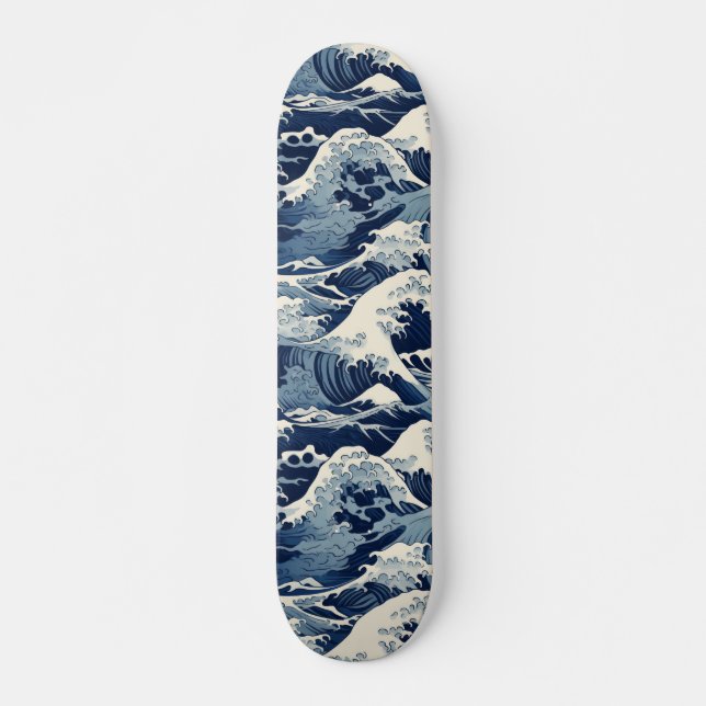 Skateboard Escudos efímeros: Reimaginan las olas de Hokusai (Anverso )