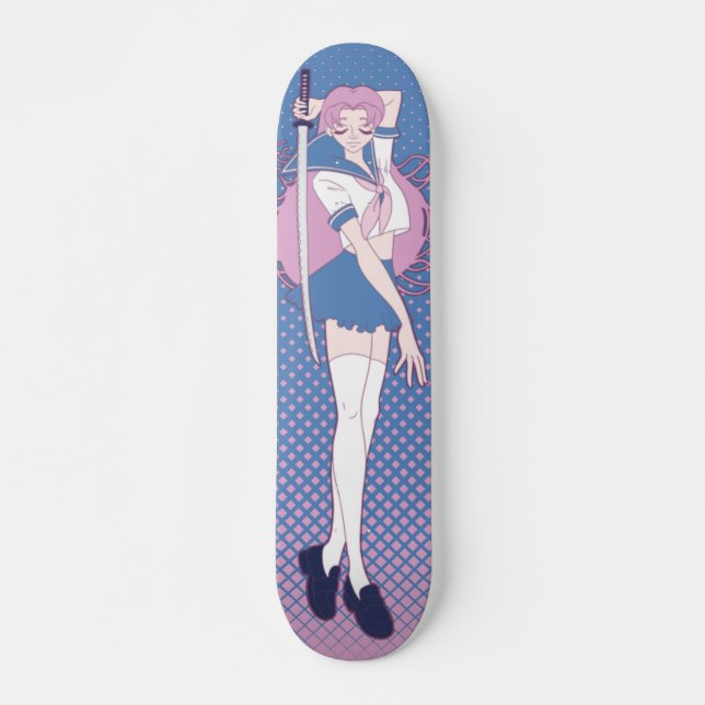 Skateboard Escuela de anime rosa de Japón Art Nouveau (Anverso )
