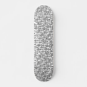 Skateboard Escuela de pescado - Negro en madera